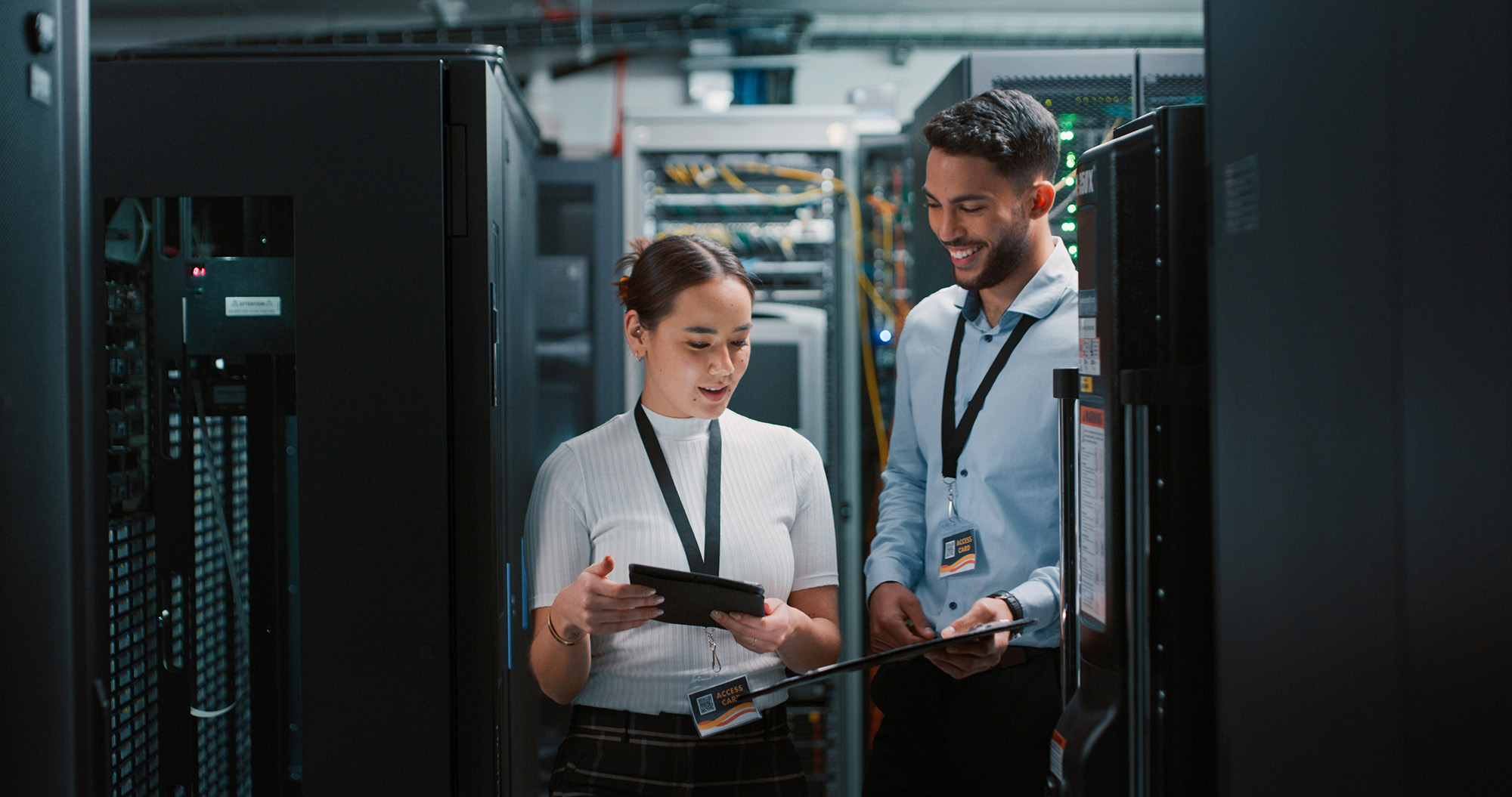 technicians in server room