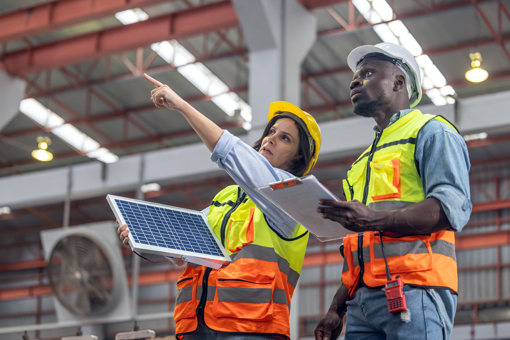 engineers in warehouse